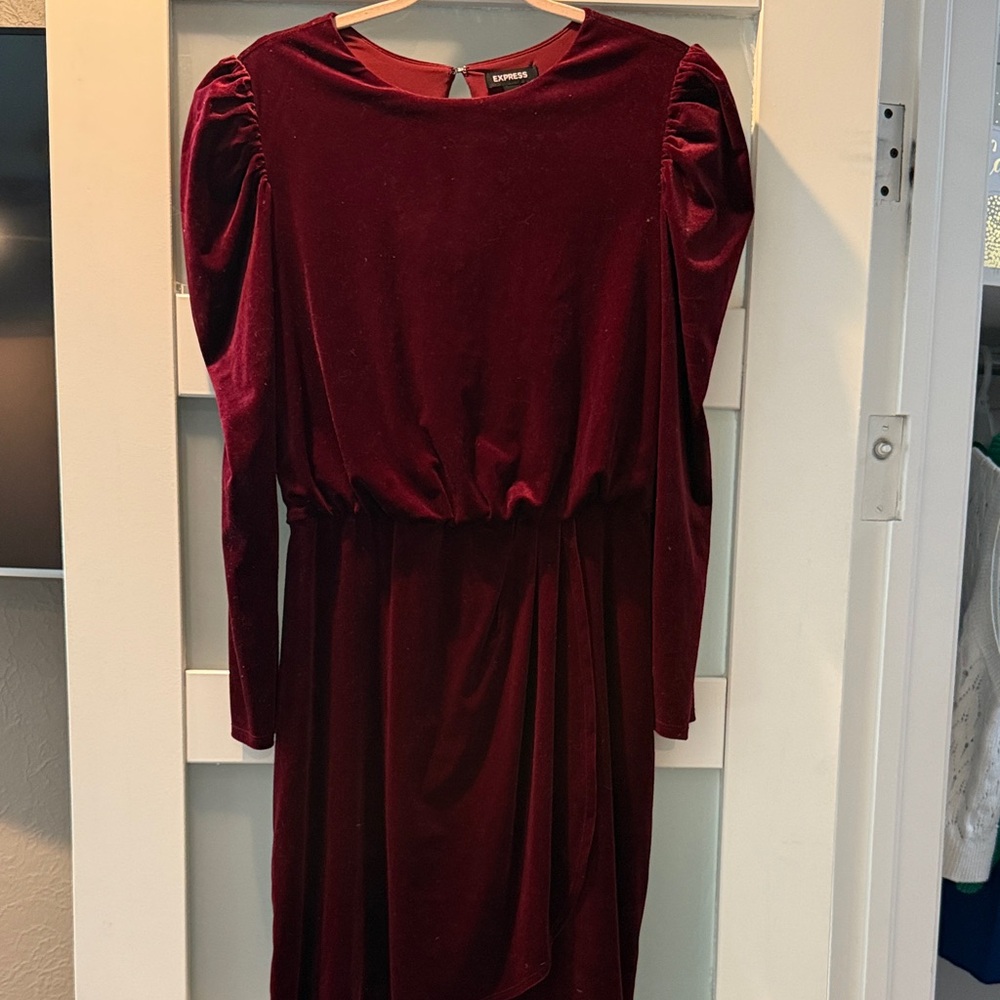 Express Deep Red Long Sleeve holiday Dress